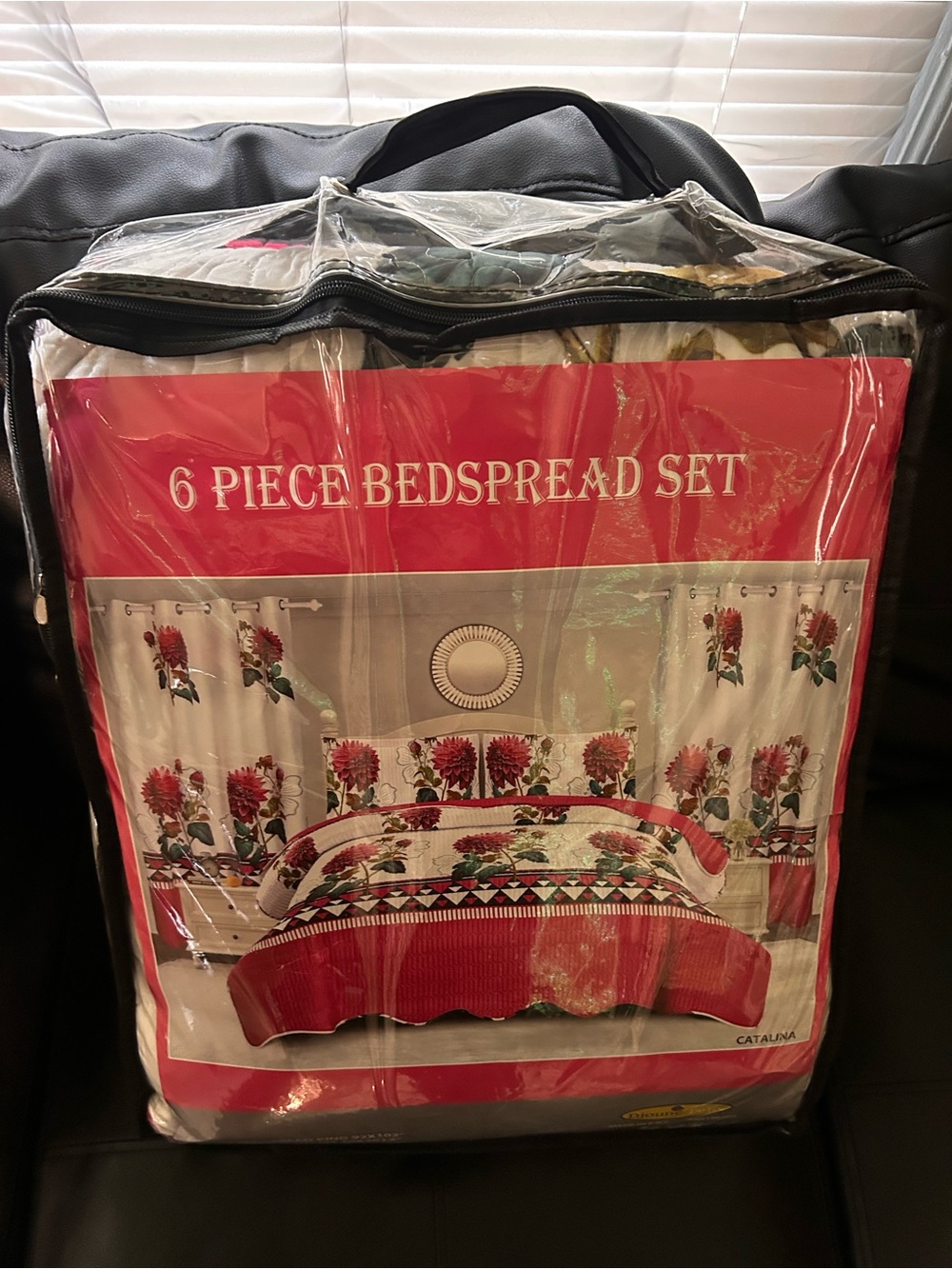 Catalina Red and Cream Floral 6-Piece Bedspread Set